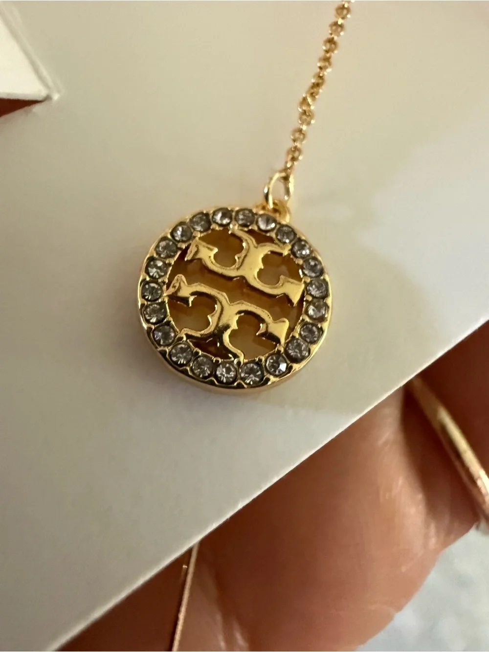 Tory Burch Gold Icon Pavé Diamond Threader earrings dangles
